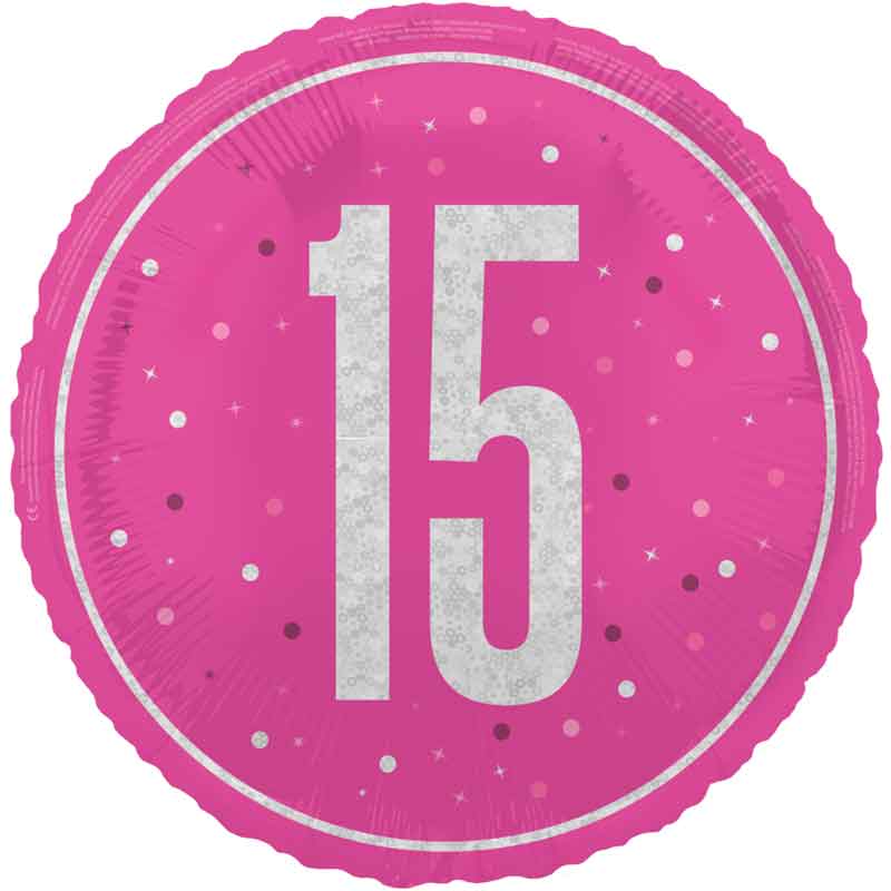 18in GLITZ PINK 15TH BIRTHDAY FOIL BALLOON