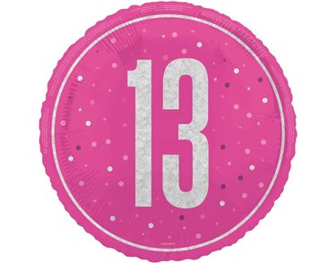 18in GLITZ PINK 13TH BIRTHDAY FOIL BALLOON