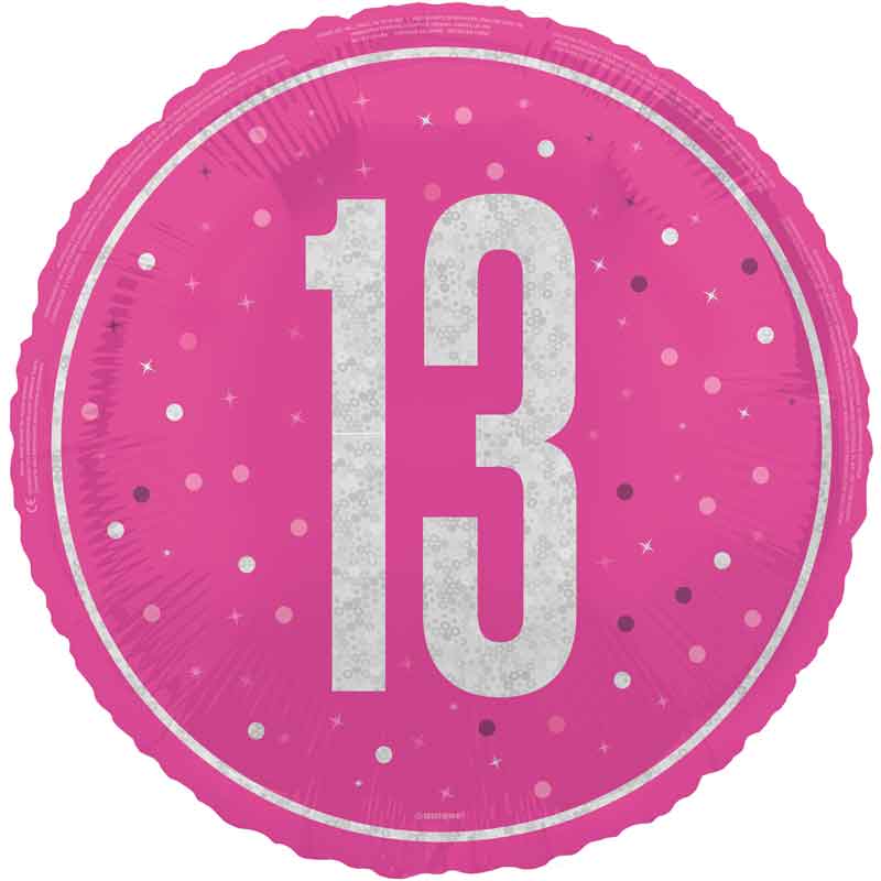 18in GLITZ PINK 13TH BIRTHDAY FOIL BALLOON