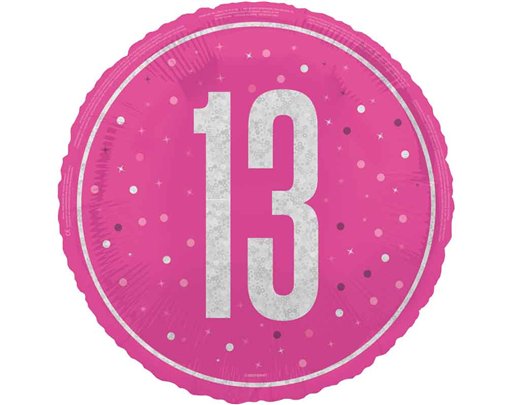 18in GLITZ PINK 13TH BIRTHDAY FOIL BALLOON