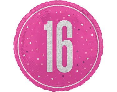 18in GLITZ PINK 16TH BIRTHDAY FOIL BALLOON