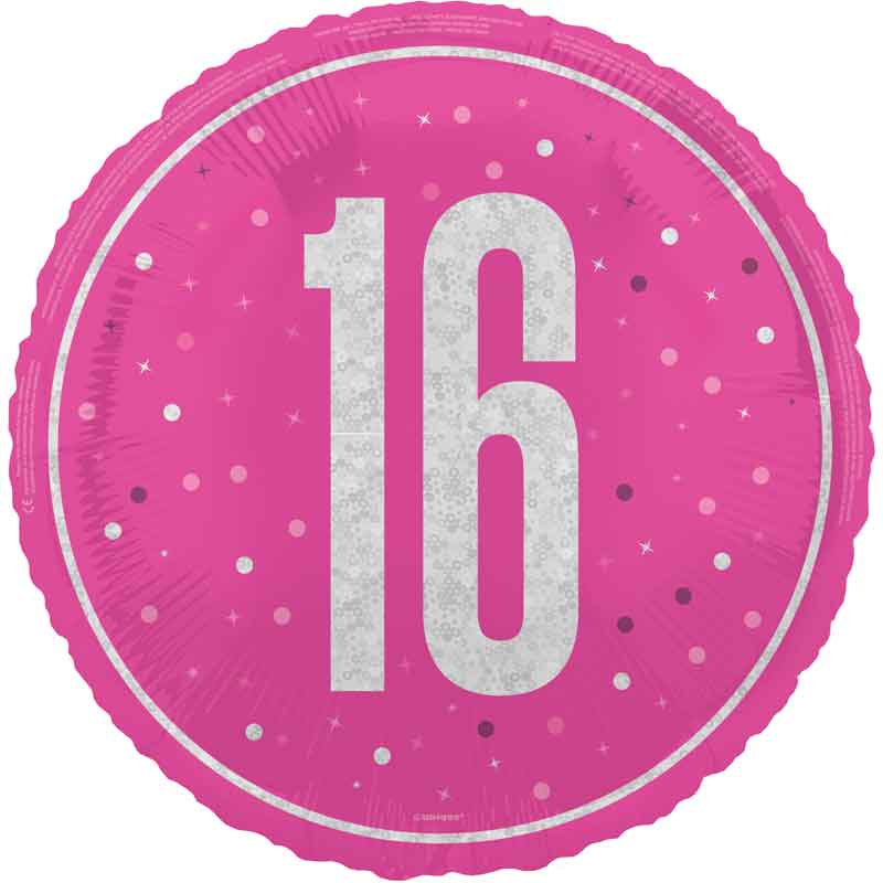 18in GLITZ PINK 16TH BIRTHDAY FOIL BALLOON