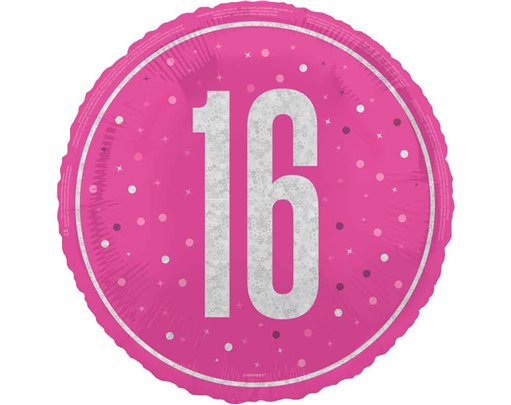 18in GLITZ PINK 16TH BIRTHDAY FOIL BALLOON