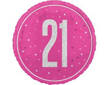 18in GLITZ PINK 21ST BIRTHDAY FOIL BALLOON