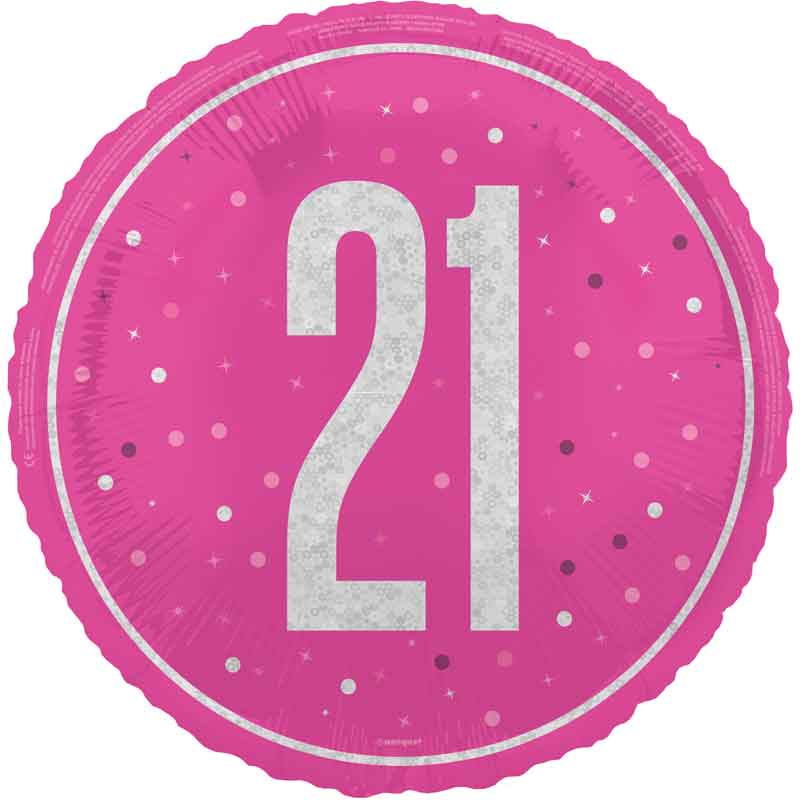 18in GLITZ PINK 21ST BIRTHDAY FOIL BALLOON