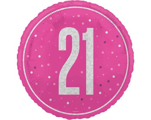 18in GLITZ PINK 21ST BIRTHDAY FOIL BALLOON