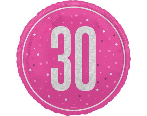 18in GLITZ PINK 30TH BIRTHDAY FOIL BALLOON