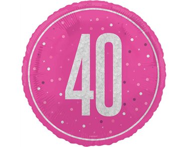 18in GLITZ PINK 40TH BIRTHDAY FOIL BALLOON