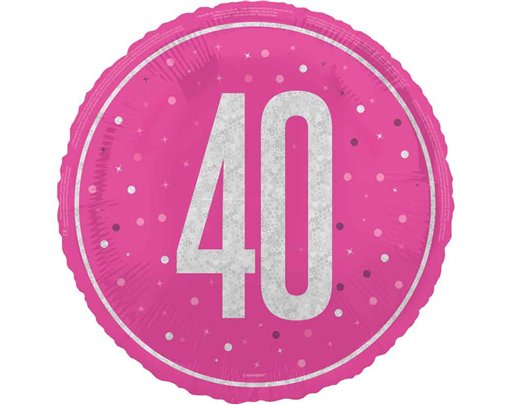 18in GLITZ PINK 40TH BIRTHDAY FOIL BALLOON