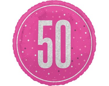18in GLITZ PINK 50TH BIRTHDAY FOIL BALLOON