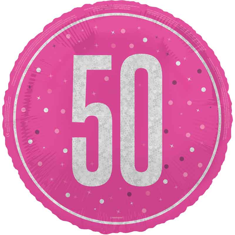 18in GLITZ PINK 50TH BIRTHDAY FOIL BALLOON