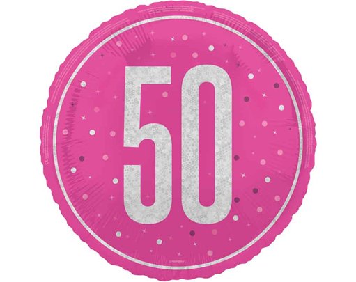 18in GLITZ PINK 50TH BIRTHDAY FOIL BALLOON