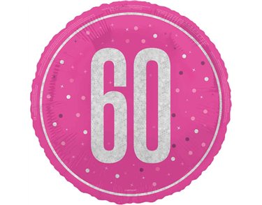 18in GLITZ PINK 60TH BIRTHDAY FOIL BALLOON