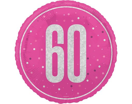 18in GLITZ PINK 60TH BIRTHDAY FOIL BALLOON