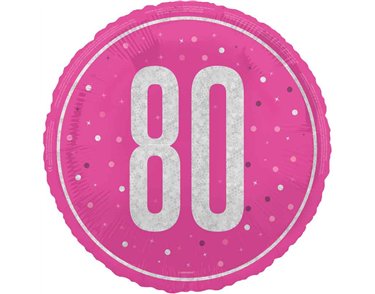 18in GLITZ PINK 80TH BIRTHDAY FOIL BALLOON