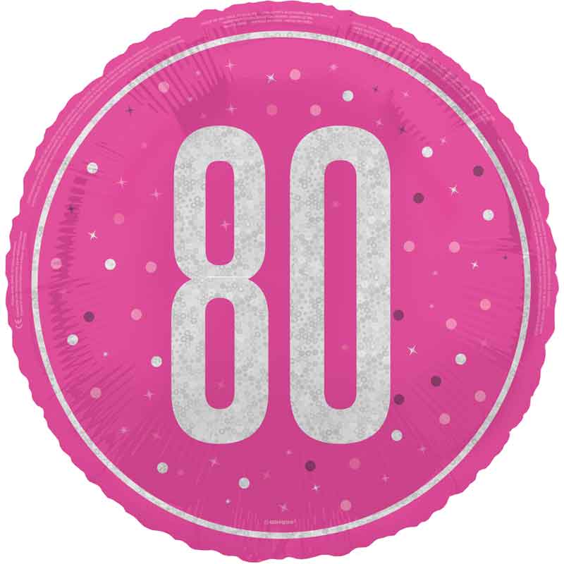 18in GLITZ PINK 80TH BIRTHDAY FOIL BALLOON