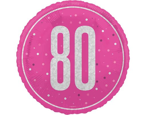 18in GLITZ PINK 80TH BIRTHDAY FOIL BALLOON