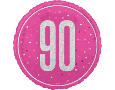 18in GLITZ PINK 90TH BIRTHDAY FOIL BALLOON
