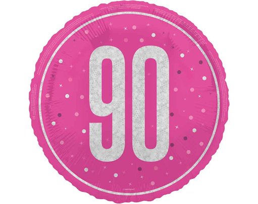 18in GLITZ PINK 90TH BIRTHDAY FOIL BALLOON