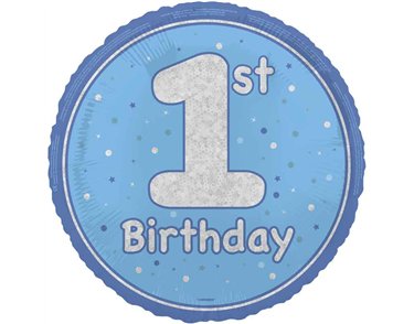 18in GLITZ BLUE 1ST BIRTHDAY FOIL BALLOON