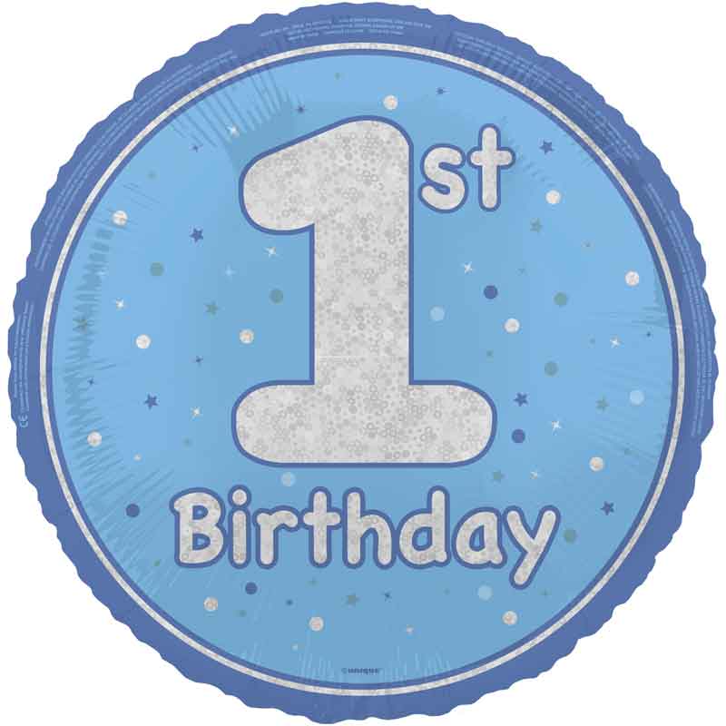 18in GLITZ BLUE 1ST BIRTHDAY FOIL BALLOON