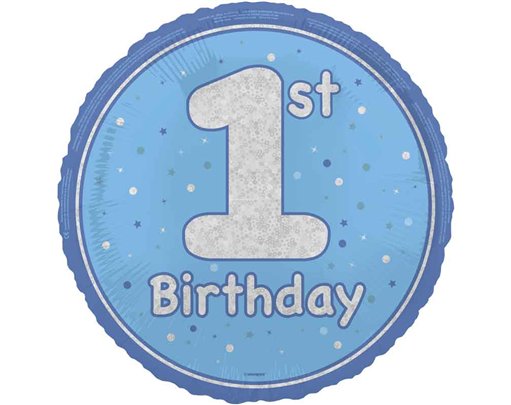 18in GLITZ BLUE 1ST BIRTHDAY FOIL BALLOON