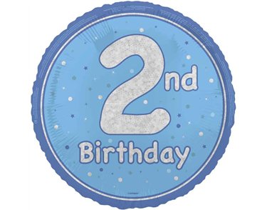 18in GLITZ BLUE 2ND BIRTHDAY FOIL BALLOON
