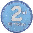 18in GLITZ BLUE 2ND BIRTHDAY FOIL BALLOON