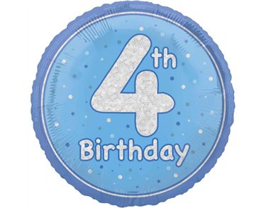 18in GLITZ BLUE 4TH BIRTHDAY FOIL BALLOON