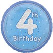 18in GLITZ BLUE 4TH BIRTHDAY FOIL BALLOON