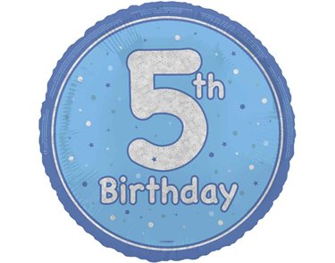 18in GLITZ BLUE 5TH BIRTHDAY FOIL BALLOON