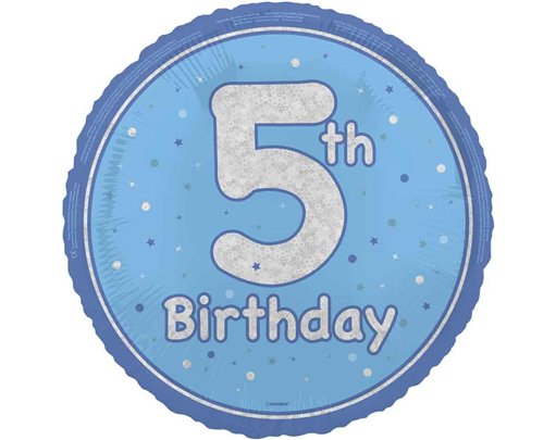 18in GLITZ BLUE 5TH BIRTHDAY FOIL BALLOON