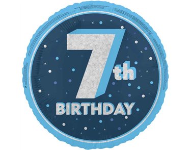 18in GLITZ BLUE 7TH BIRTHDAY FOIL BALLOON