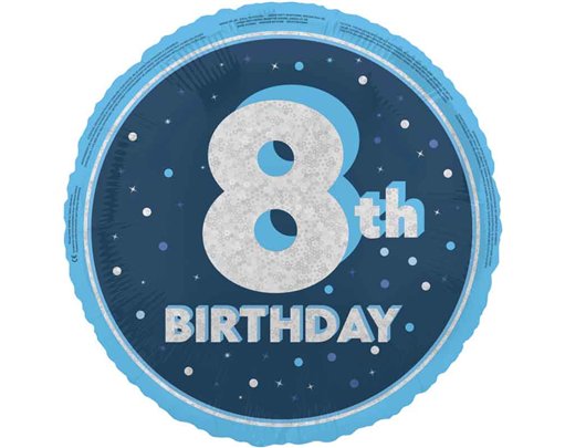 18in GLITZ BLUE 8TH BIRTHDAY FOIL BALLOON