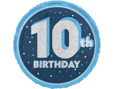 18in GLITZ BLUE 10TH BIRTHDAY FOIL BALLOON