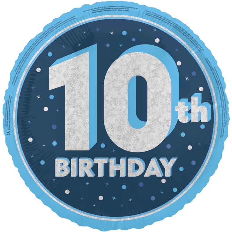 18in GLITZ BLUE 10TH BIRTHDAY FOIL BALLOON