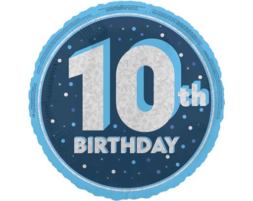 18in GLITZ BLUE 10TH BIRTHDAY FOIL BALLOON