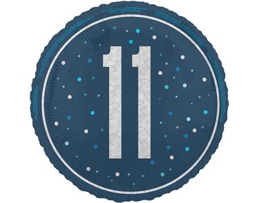 18in GLITZ BLUE 11TH BIRTHDAY FOIL BALLOON