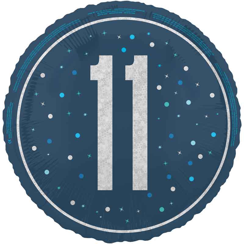 18in GLITZ BLUE 11TH BIRTHDAY FOIL BALLOON