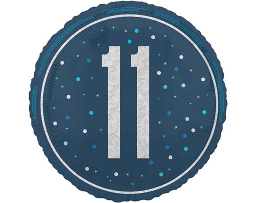 18in GLITZ BLUE 11TH BIRTHDAY FOIL BALLOON