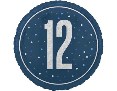 18in GLITZ BLUE 12TH BIRTHDAY FOIL BALLOON