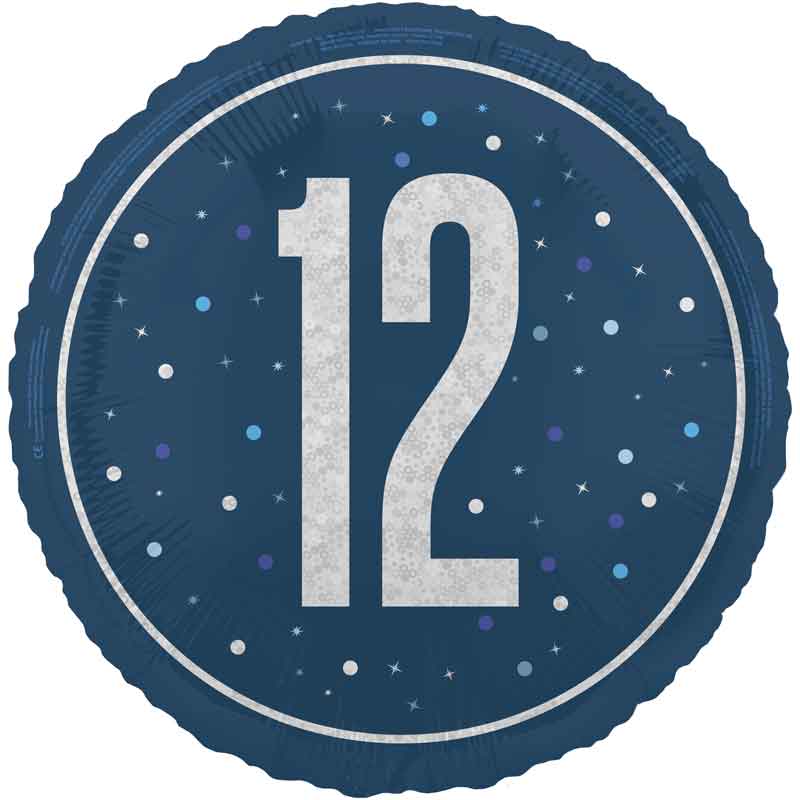 18in GLITZ BLUE 12TH BIRTHDAY FOIL BALLOON