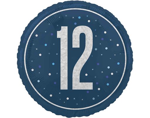 18in GLITZ BLUE 12TH BIRTHDAY FOIL BALLOON