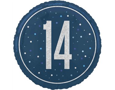 18in GLITZ BLUE 14TH BIRTHDAY FOIL BALLOON