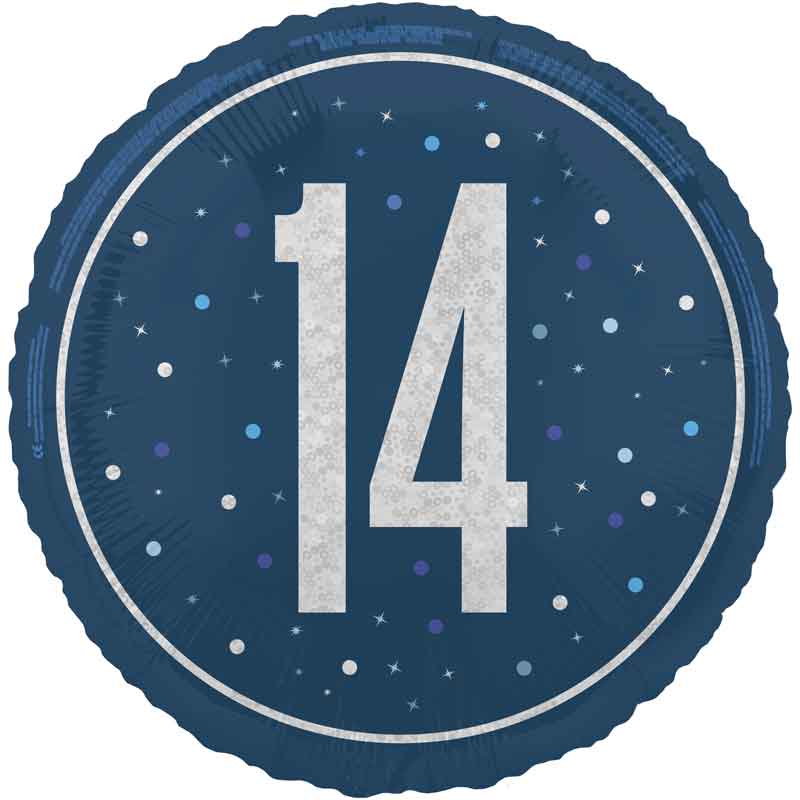 18in GLITZ BLUE 14TH BIRTHDAY FOIL BALLOON