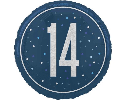 18in GLITZ BLUE 14TH BIRTHDAY FOIL BALLOON