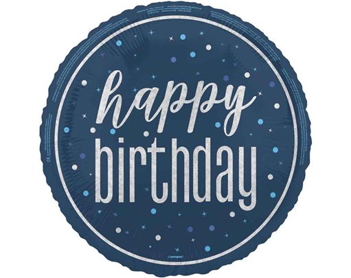 18in GLITZ BLUE HAPPY BIRTHDAY FOIL BALLOON