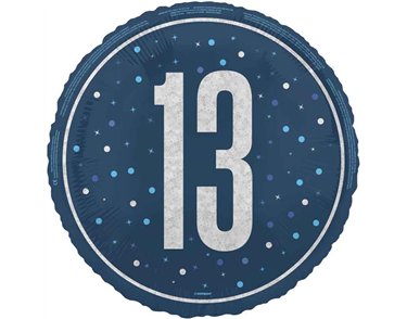 18in GLITZ BLUE 13TH BIRTHDAY FOIL BALLOON