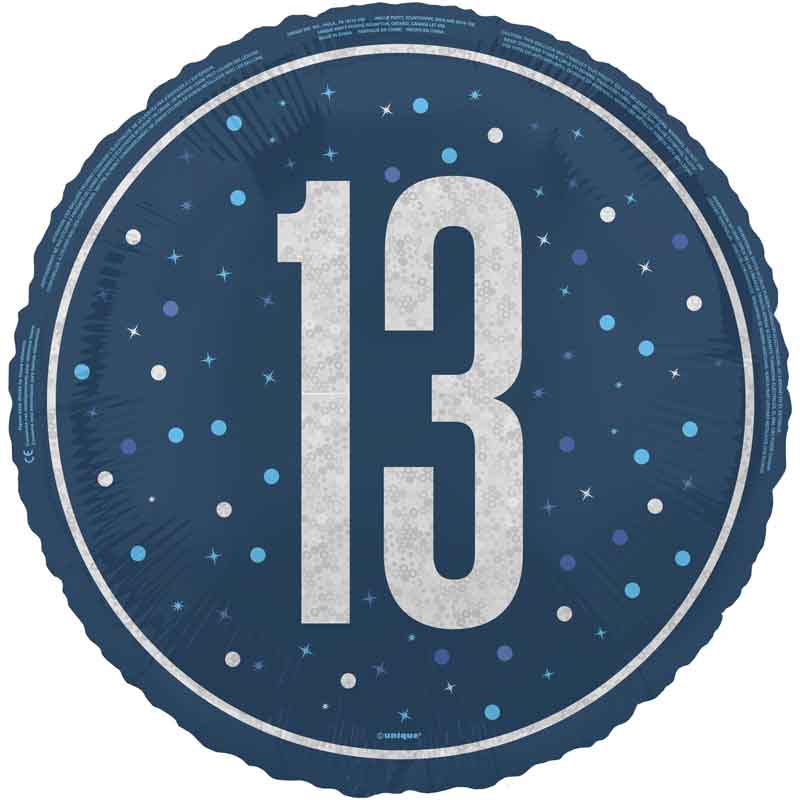 18in GLITZ BLUE 13TH BIRTHDAY FOIL BALLOON