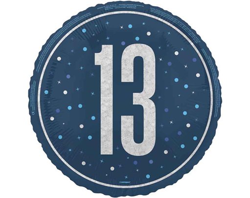 18in GLITZ BLUE 13TH BIRTHDAY FOIL BALLOON